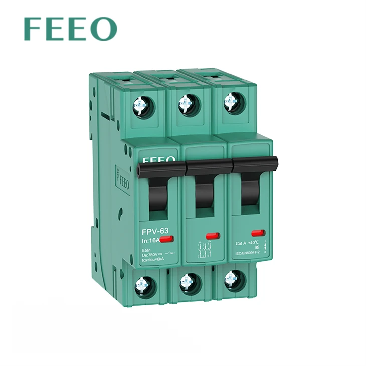 DC MCB прекъсвач на веригата 1p 2p 3p 4p Mini Miniature 250V 500VDC 600V 1000V 1200V 1500V 16A 25AMP 63A за слънчева PV система 10KA